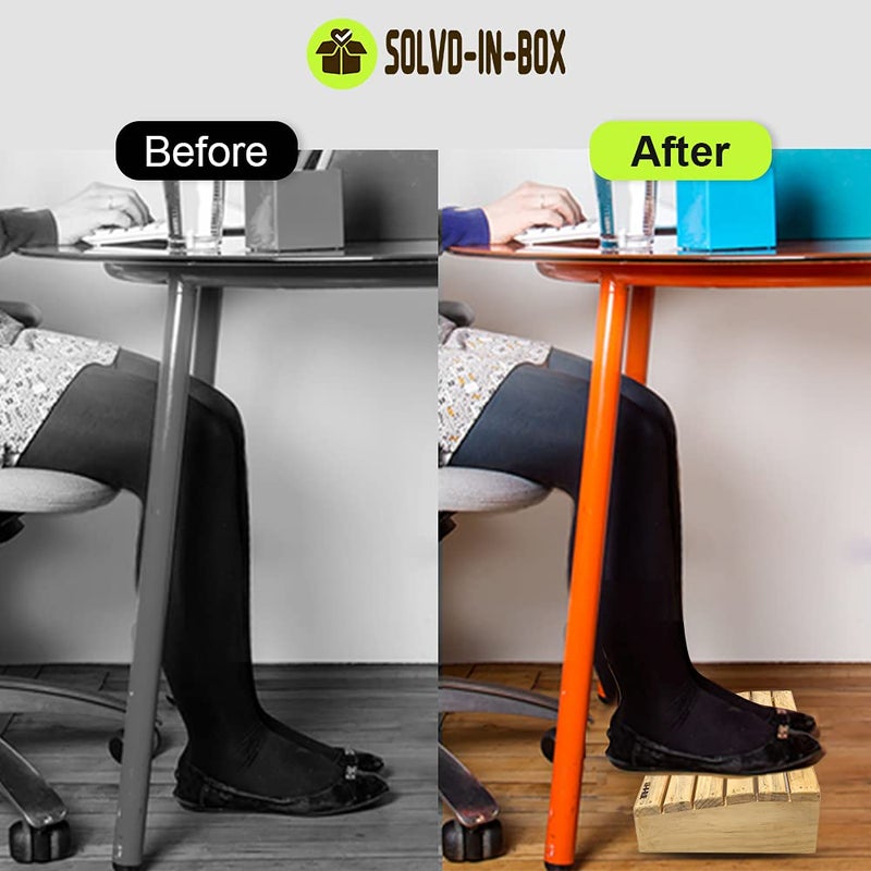 SOLVD-IN-BOX SOLVDINBOX Foot Rest Under Table Wooden Foot Rest Under Desk Ergonomic Pressure Relief for Proper Posture Support Premium Under Desk Footrest Foot Rest with NonSlip Bottom for Office Chair - Image 5