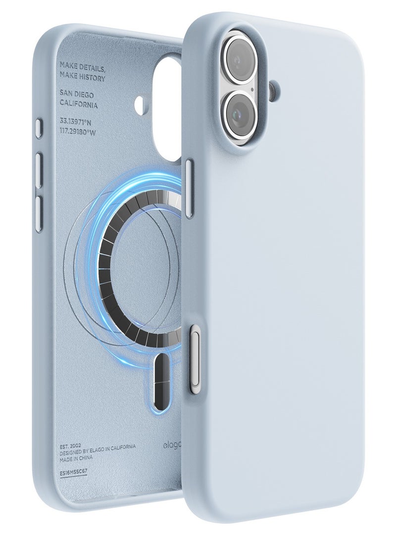 Elago Magnetic Liquid Silicone for iPhone 16 Plus Case Cover Compatible with MagSafe Shockproof - Light Blue