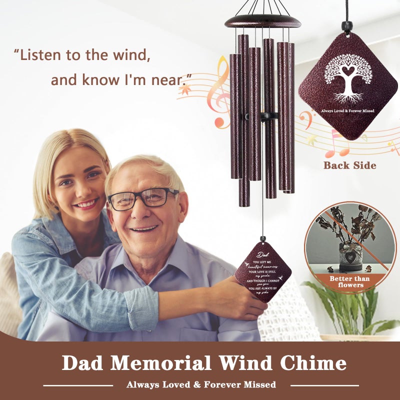 Doopeer Sympathy Gifts for Loss of Dad, 32" Memorial Wind Chimes for Loss of Father, Memorial/Bereavement Gifts for Loss of Father, Loss of Father Sympathy Gift, in Memory of Dad Papa (Bronze) - Image 2