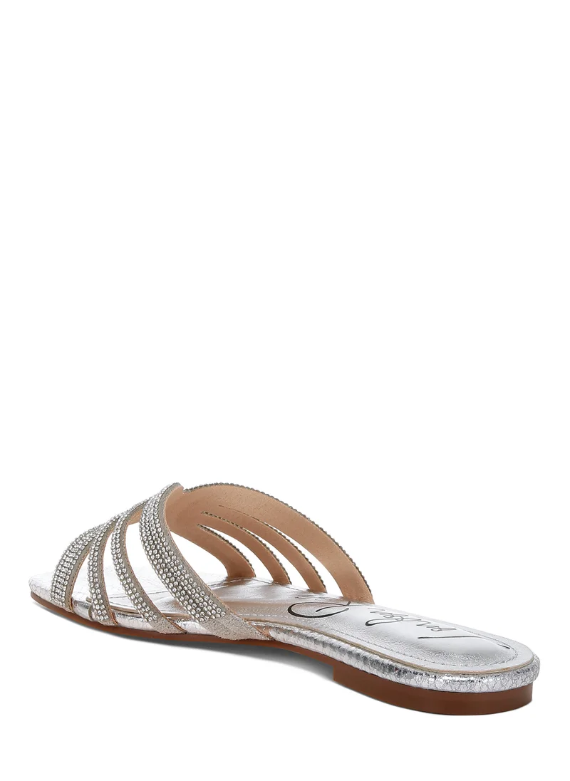 London Rag Silver Rhinestone Cut Out Flats