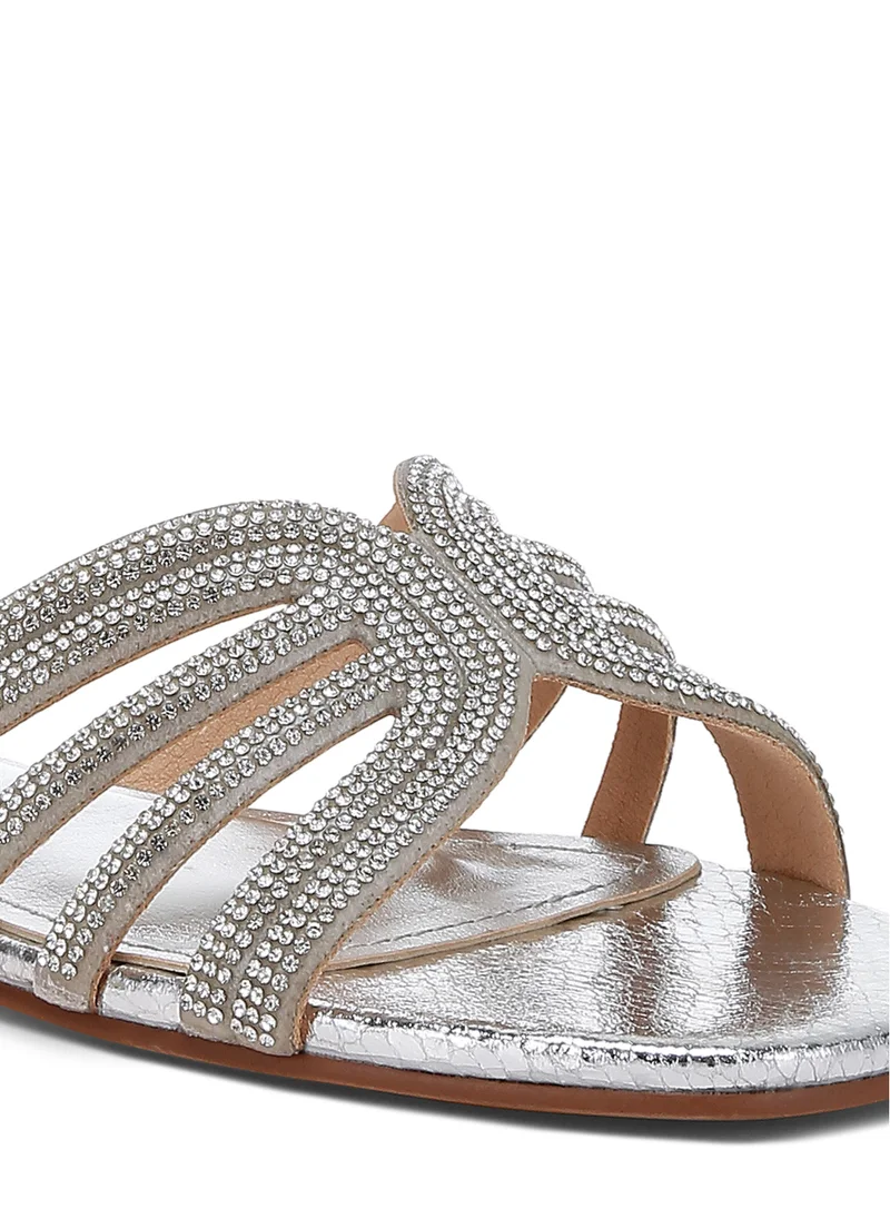 London Rag Silver Rhinestone Cut Out Flats