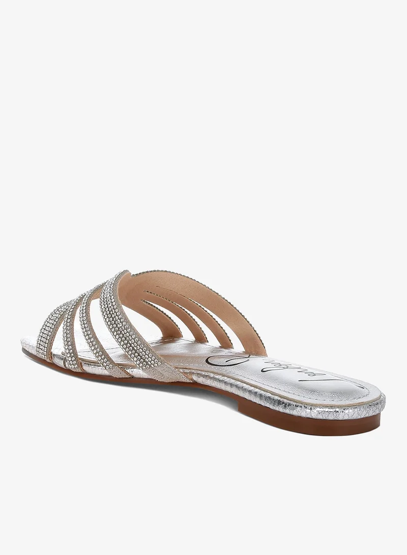 London Rag silver Silver Rhinestone Cut Out Flats for Women | Best Price UAE