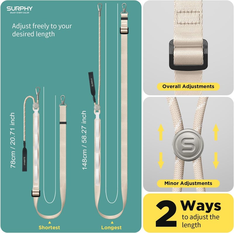 Surphy Luminous Phone Lanyard Crossbody with Tether Tab, Two-Color Adjustable Phone Strap Anti Theft Cellphone Lanyard - Image 5