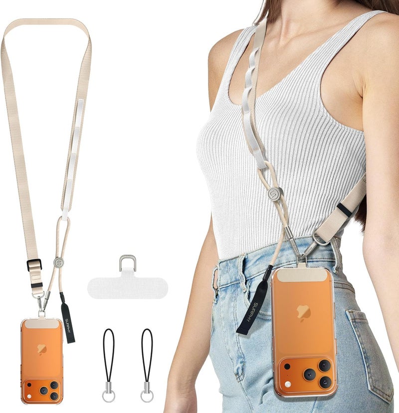 Surphy Luminous Phone Lanyard Crossbody with Tether Tab, Two-Color Adjustable Phone Strap Anti Theft Cellphone Lanyard - Image 1
