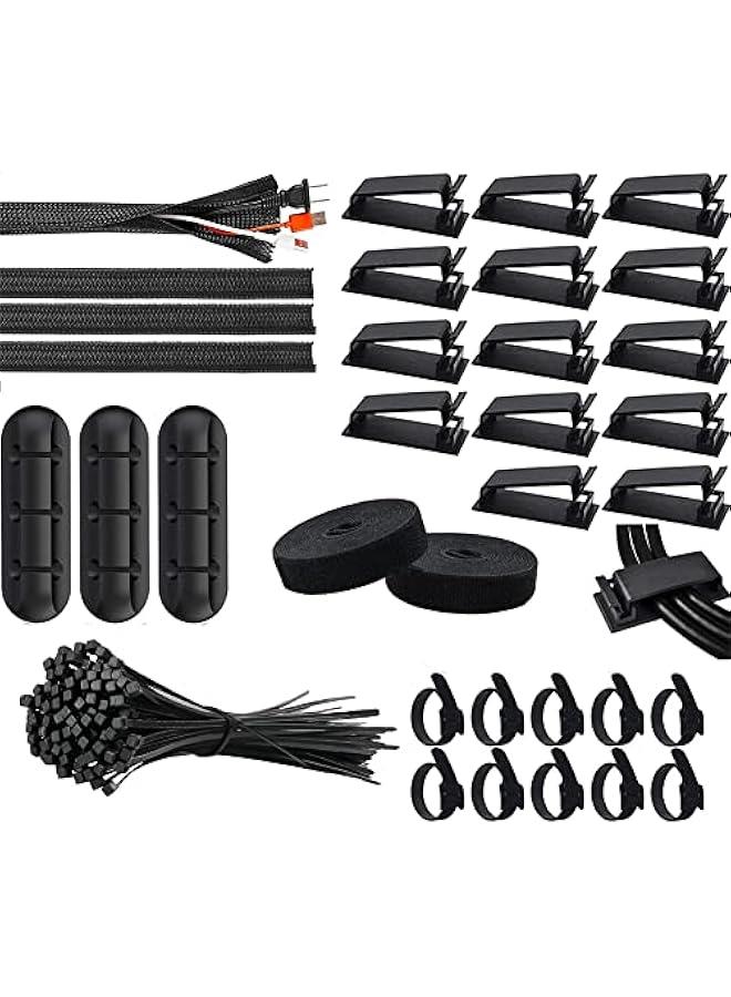 موكسو مجموعة تظيم الكيلات م واي توك، 3 حوامل كالات م ال، 4 حافظات كالات، 15 مشك سلك كير، 102 لفة اشرطة تظيم الكيلات و100 مظم اسلاك، ارطة كيلات للتلفزيو والمكت والمزل والالكترويات - Image 1