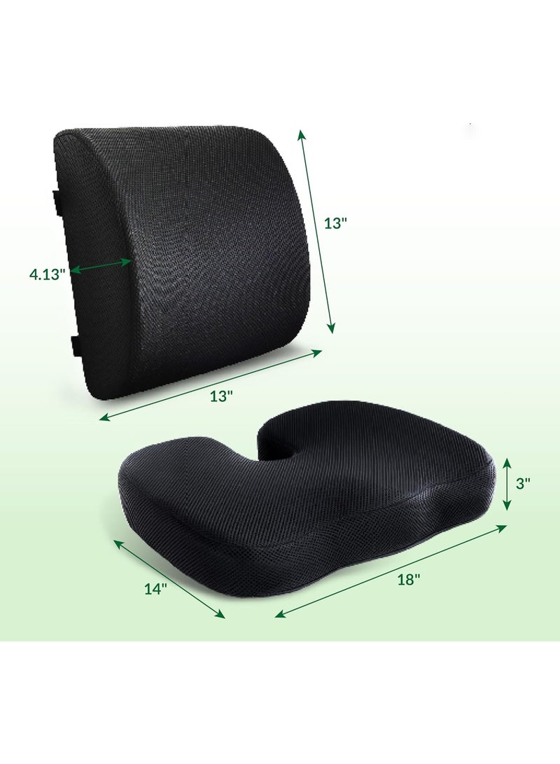 كينجمازي كرسي المكتب وسادة ودعم الظهر لكرسي المكتب, وسادة الدعم القطني, رغوة الذاكرة, الجلوس ضد الانزلاق والراحة الظهر للألعاب, وسادة مقعد السيارة, كرسي وسادة أسود - Image 2