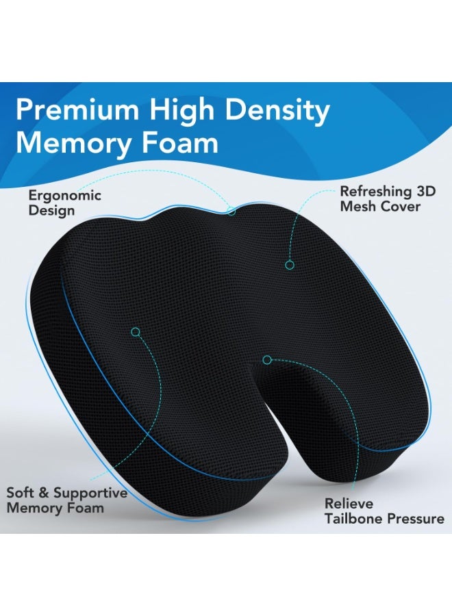 كينجمازي كرسي المكتب وسادة ودعم الظهر لكرسي المكتب, وسادة الدعم القطني, رغوة الذاكرة, الجلوس ضد الانزلاق والراحة الظهر للألعاب, وسادة مقعد السيارة, كرسي وسادة أسود - Image 4