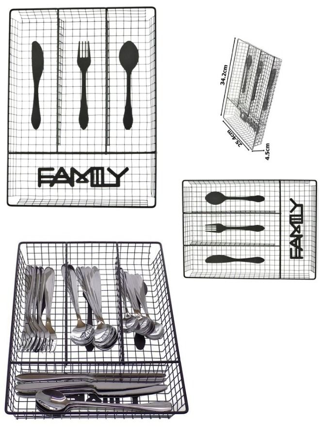 4 Compartment Wire Cutlery Organizer Tray - Image 1