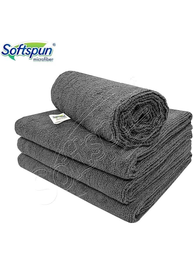 SOFTSPUN Microfiber Cloth - 4 pcs - 40x40 cms - 340 GSM Grey- Thick Lint & Streak-Free Multipurpose Cloths - Automotive Microfibre Towels for Car Bike Cleaning Polishing Washing & Detailing - Image 2