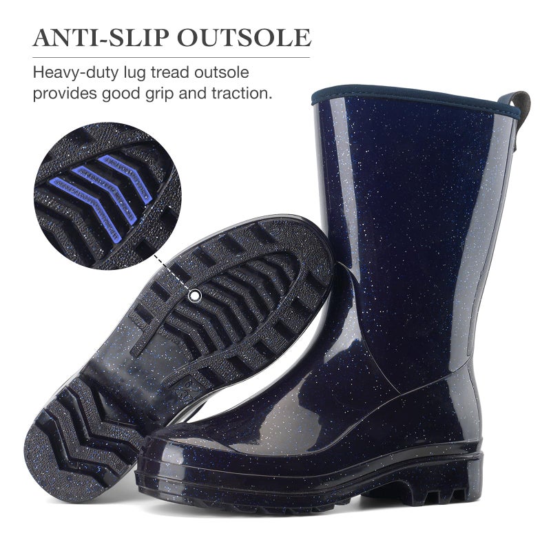 HISEA Women's Mid Calf Rain Boots, Waterproof Garden Shoes Lightweight Rubber PVC Rainboots with Wide Toe Box, Anti-Slip Outdoor Work Boots for Gardening Farming Walking - Image 4