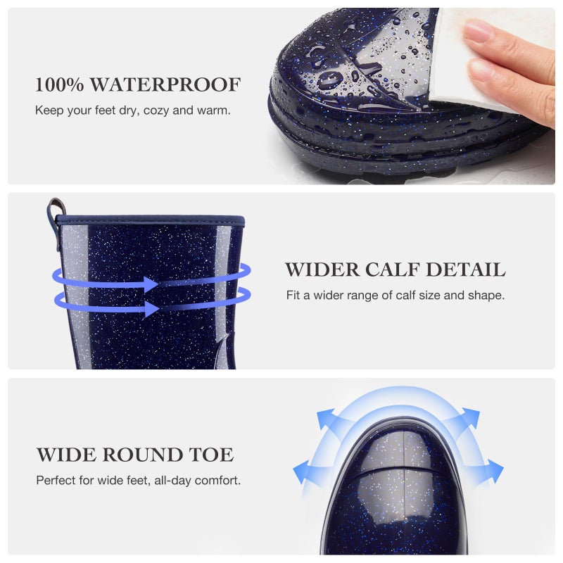 HISEA Women's Mid Calf Rain Boots, Waterproof Garden Shoes Lightweight Rubber PVC Rainboots with Wide Toe Box, Anti-Slip Outdoor Work Boots for Gardening Farming Walking - Image 2