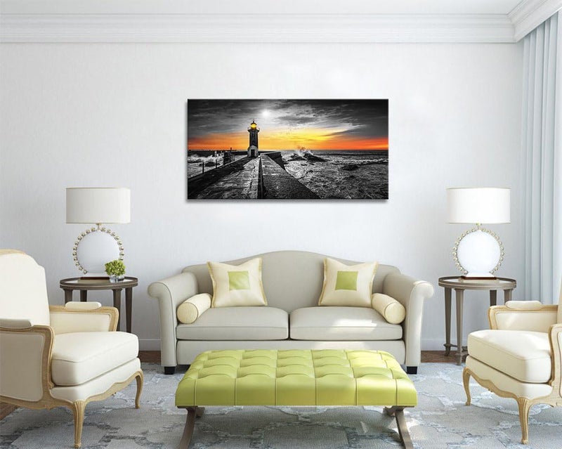 Kalormore Black and White Lighthouse Canvas Art - Image 2