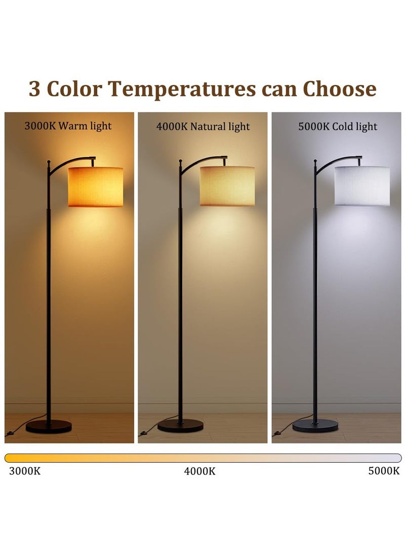 نكومي ابجورة أرضي قابل للتعتيم، مصباح أرضي منحني لغرفة المعيشة، مصباح عمودي عصري مع غطاء من الكتان، مصباح طويل لغرفة النوم أو المكتب أو غرفة الطعام (بيج) - Image 2