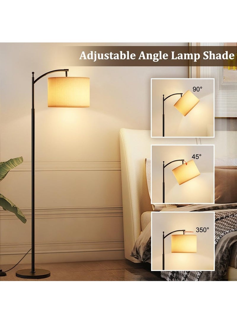 نكومي ابجورة أرضي قابل للتعتيم، مصباح أرضي منحني لغرفة المعيشة، مصباح عمودي عصري مع غطاء من الكتان، مصباح طويل لغرفة النوم أو المكتب أو غرفة الطعام (بيج) - Image 3