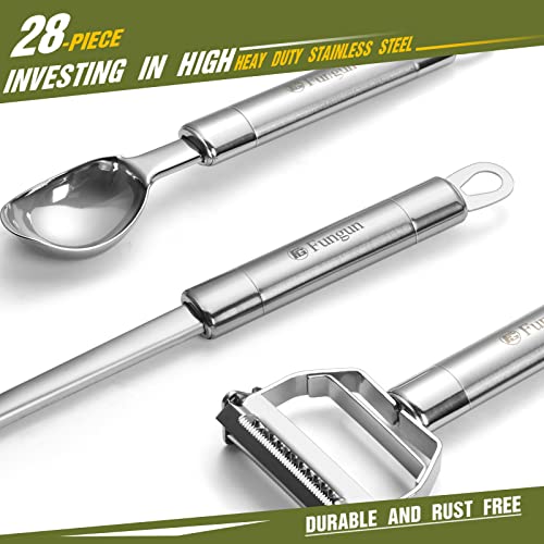 Fungun Stainless Steel Kitchen Utensil Set- Fungun 28 Pcs Cooking Nonstick Cookware Set with Spatula - Best Gadgets Tools Kitchen Accessories - Image 3