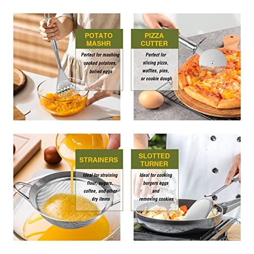 Fungun Stainless Steel Kitchen Utensil Set- Fungun 28 Pcs Cooking Nonstick Cookware Set with Spatula - Best Gadgets Tools Kitchen Accessories - Image 5