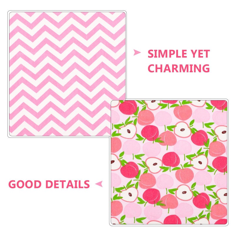 5 Cotton Quilting Fabric Sheets 25x25cm Fruit Print Pink Patchwork Cloth for Sewing DIY - Image 4