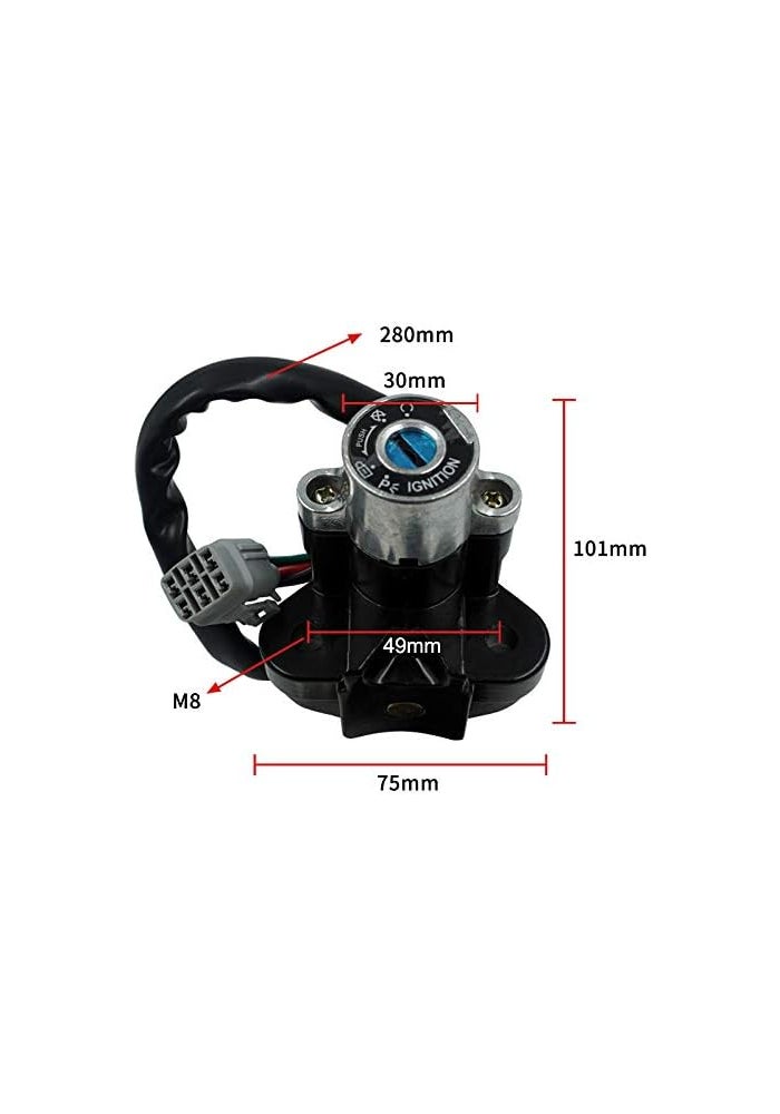 Feiteplus Ignition Switch Set with Fuel Gas Cap for Suzuki GSXR600 GSXR750 GSXR1000 (2005-2015) - Black - Image 4