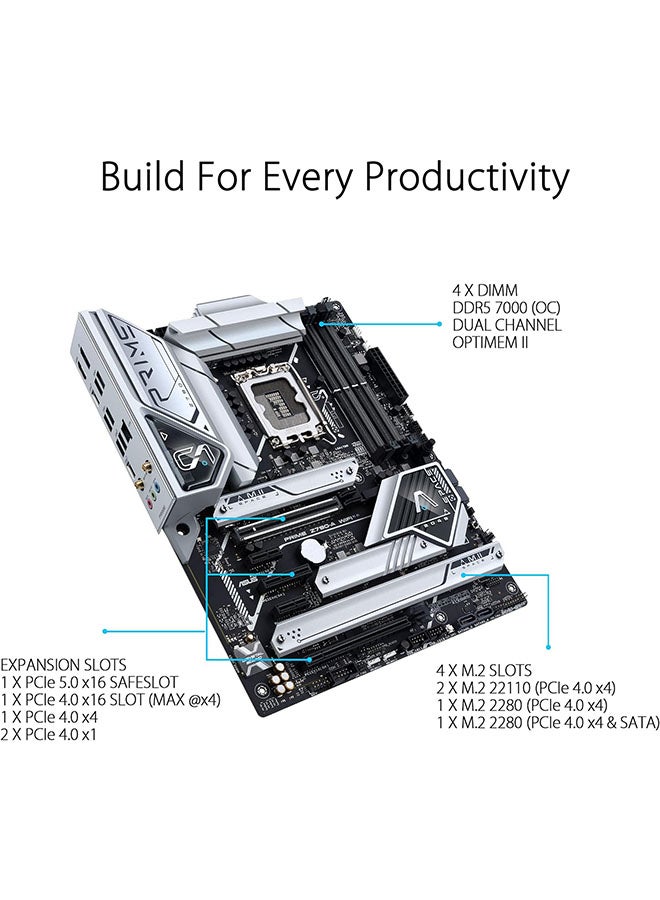أسوس لوحة أم Prime Z790-A WiFi 6E LGA 1700 (Intel® 13th & 12th) ATX (16+1 DrMOS، PCIe 5.0،DDR5،4X M.2 Slots،2.5 Gb LAN،USB 3.2 Gen 2 Front Panel Type-C، Thunderbolt™ 4/USB4، DP) - Image 2