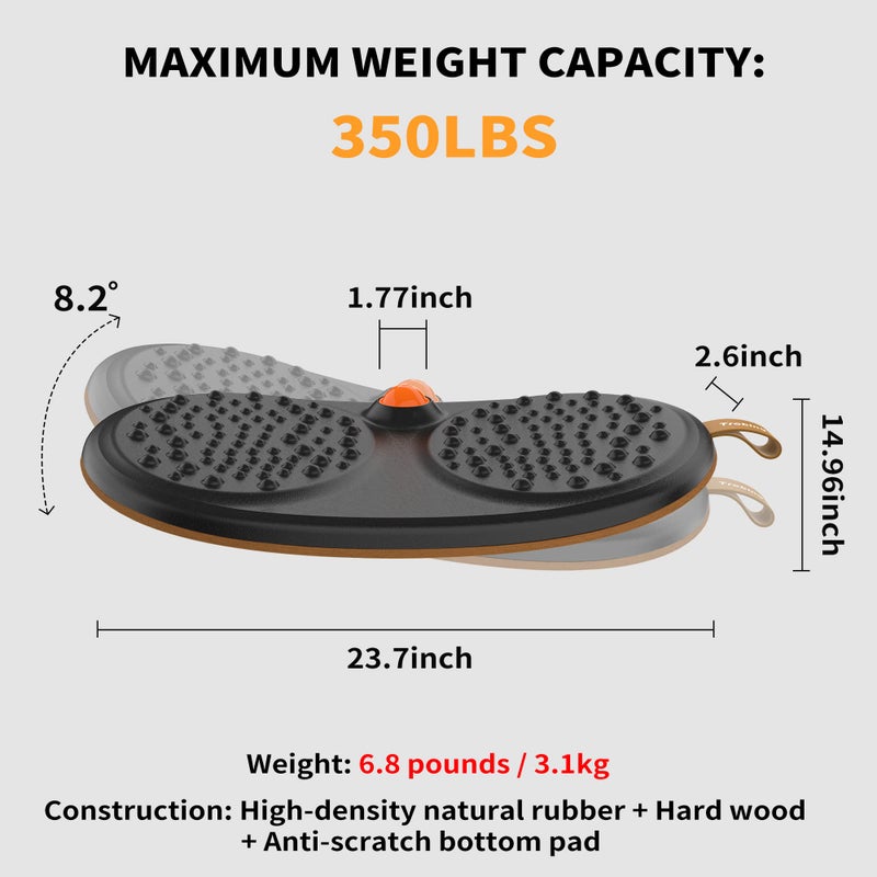 Trobing Standing Desk Mat Balance Board with Rollerball, Wooden Wobble Anti Fatigue Mat Balance Board for Standing Desk, Home Office Non-Slip Comfort Floor Mat to Relieve Foot, Knee, and Back Pain - Image 5