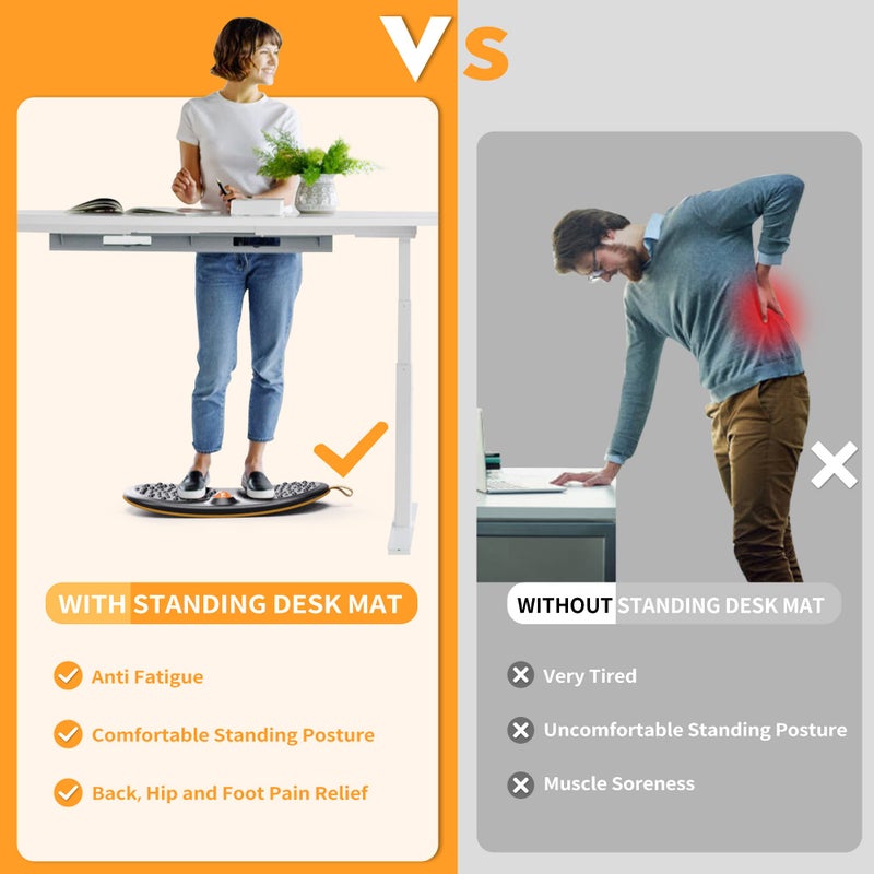 Trobing Standing Desk Mat Balance Board with Rollerball, Wooden Wobble Anti Fatigue Mat Balance Board for Standing Desk, Home Office Non-Slip Comfort Floor Mat to Relieve Foot, Knee, and Back Pain - Image 2