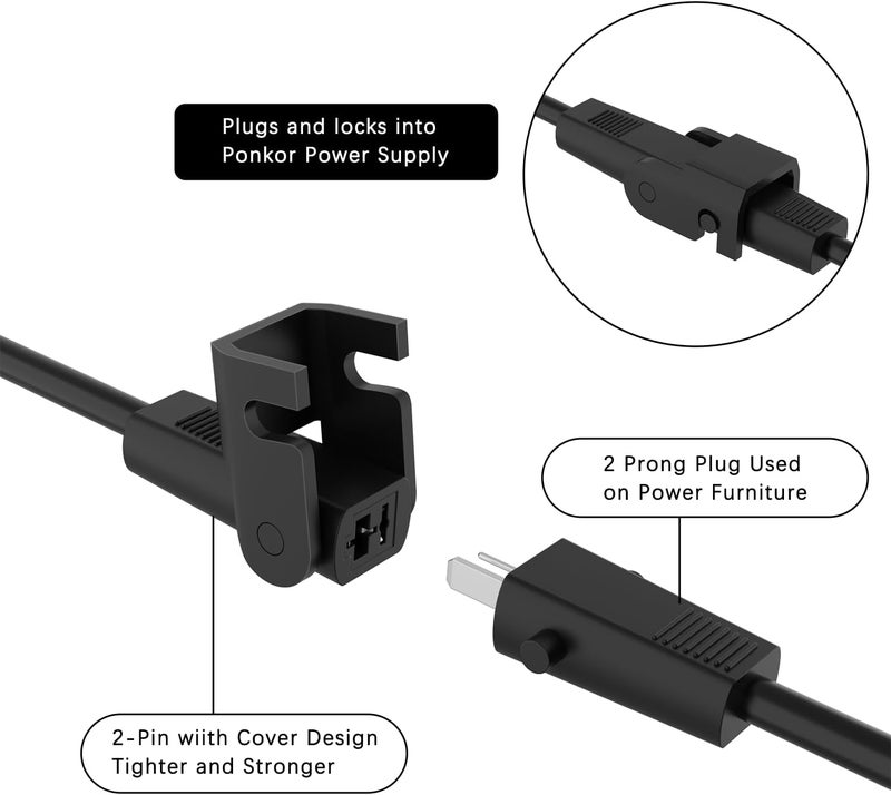 BOEEA Universal Power Recliner Power Supply, 29V 2A Recliner Power Cord for Lift Chair, Recliner Sofa, Recliner Couch, AC/DC Switching Power Adapter Transformer 2-pin with Extension Cable, Fit for Lazy Boy - Image 5