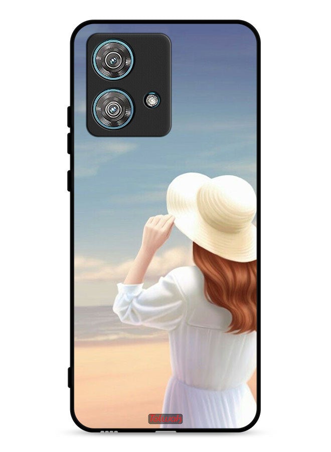 Tolwak Motorola Edge 40 Neo 5G Protective Case Cover Hat Girl Standing - Image 1