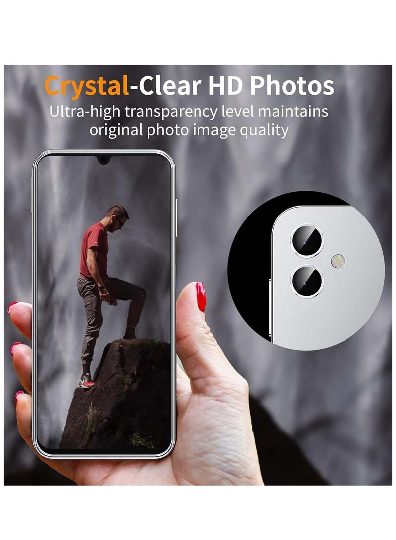دبليو تيك سامسونج جالاكسي A06 4G 2024 بريميوم سبيكة حلقة كاميرا عدسة الزجاج المقسى حامي درع - شفاف / فضي - Image 2