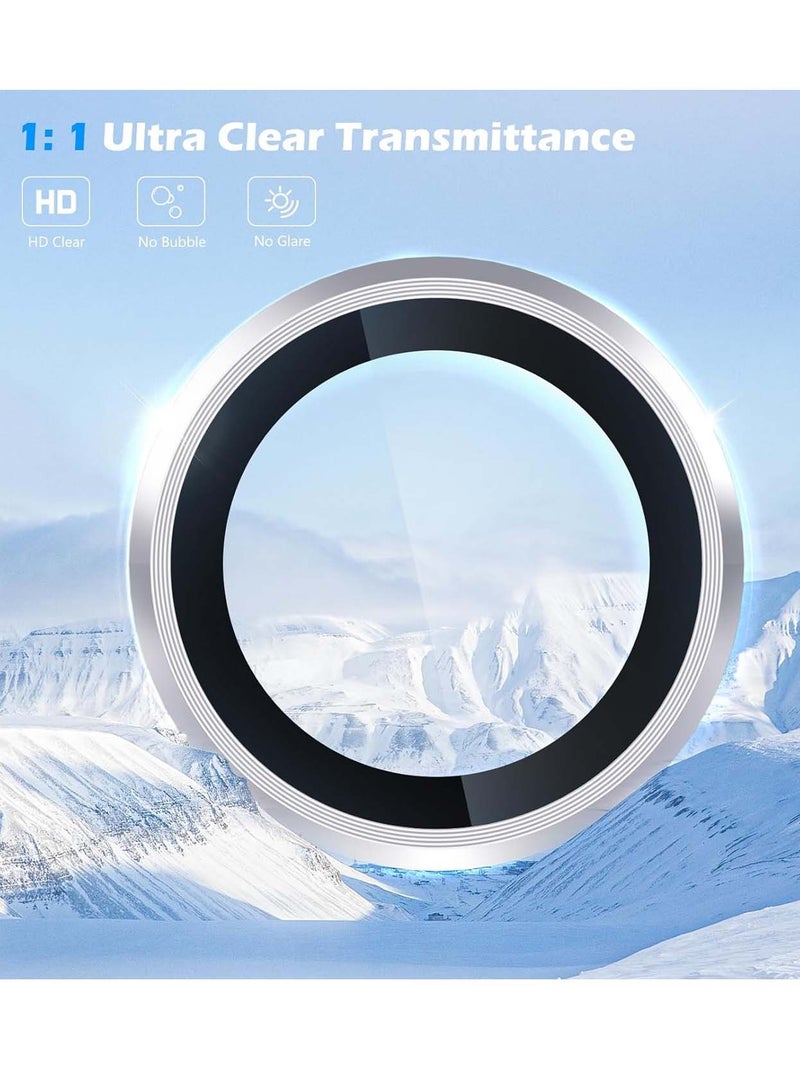 دبليو تيك سامسونج جالاكسي A06 4G 2024 بريميوم سبيكة حلقة كاميرا عدسة الزجاج المقسى حامي درع - شفاف / فضي - Image 3