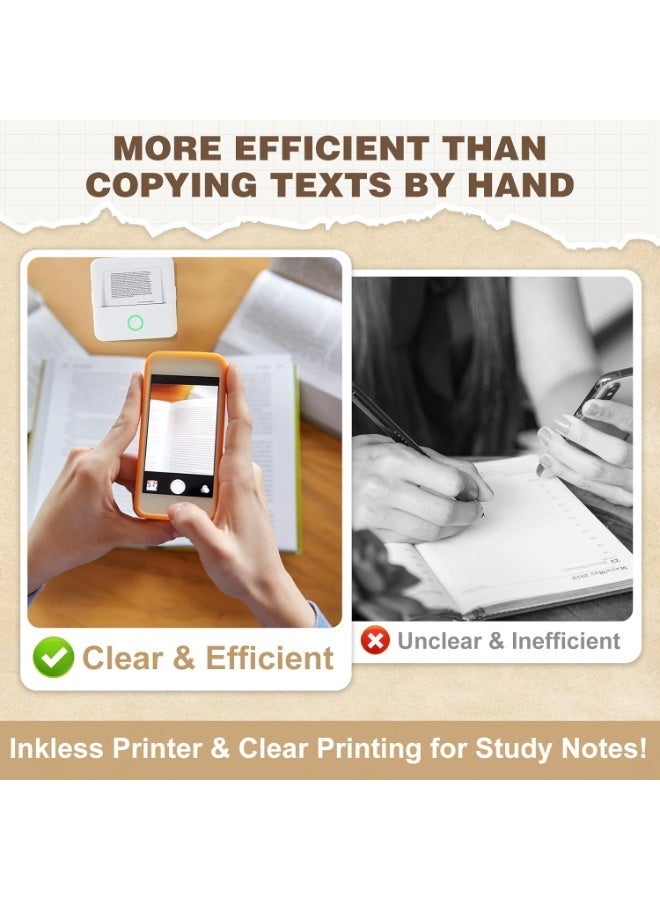 AiQi Thermal Inkless Mini Printer with Bluetooth Portable Sticker Printing for Notes DIY Home Office Use Compatible with iOS and Android Includes 10 Paper Rolls White - Image 2