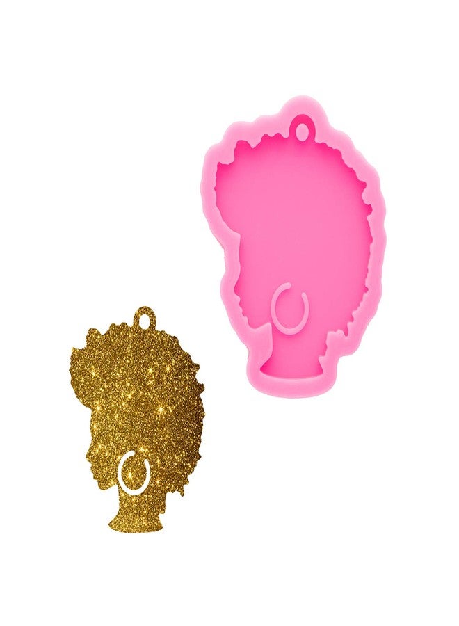 Angel Wings Super Glossy Woman Head Resin Mold Afro-Female Silicone Mould Craft Keychain Mold for DIY Keychain Necklace Charms Epoxy Resin Jewellery Making - Image 1