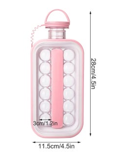 Generic Altheqa Ice Cube Trays Portable Ice Ball Maker - Kettle With 17 Grids Flat Body Lid Cooling Ice Pop/Cube Molds Pink  - Image 3