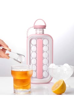 Generic Altheqa Ice Cube Trays Portable Ice Ball Maker - Kettle With 17 Grids Flat Body Lid Cooling Ice Pop/Cube Molds Pink  - Image 2