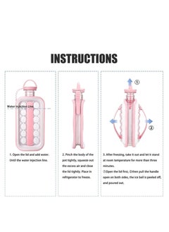 Generic Altheqa Ice Cube Trays Portable Ice Ball Maker - Kettle With 17 Grids Flat Body Lid Cooling Ice Pop/Cube Molds Pink  - Image 5