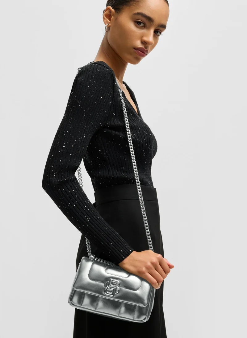 بوس Faux-leather shoulder bag with Double B monogram