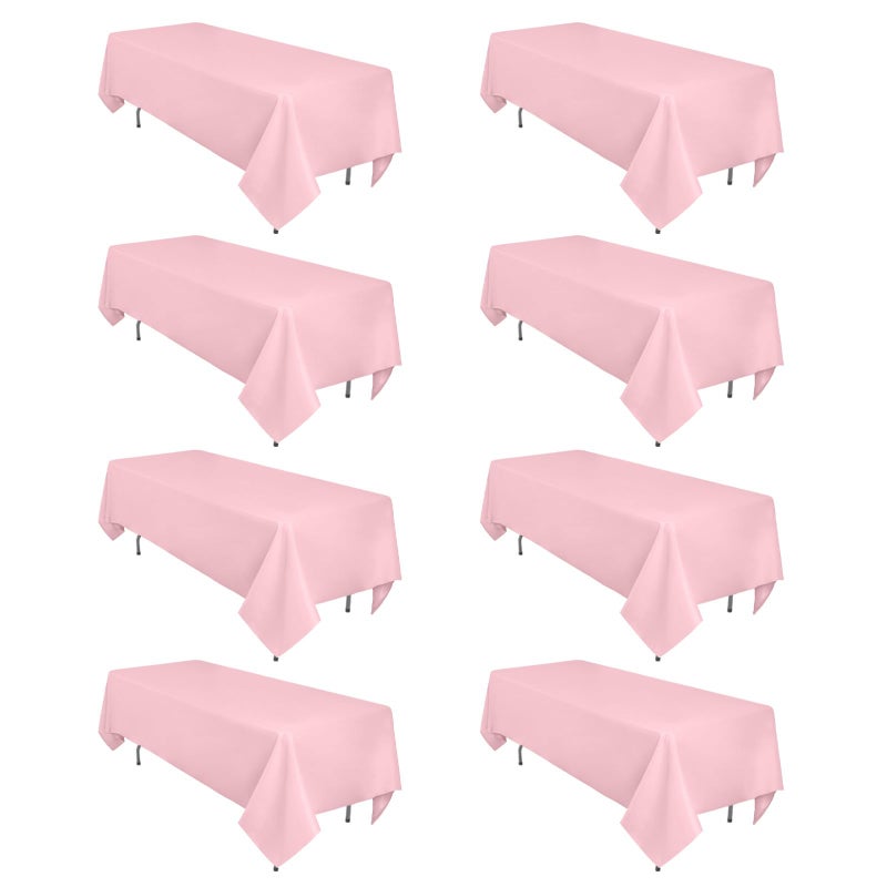 Heneger 8 Pack Pink Tablecloth 60 x 102 Inch Rectangular for 6 Foot Rectangle Tables Wrinkle Resistant Pink Table Cloth Washable Polyester Fabric for Holiday Buffet Wedding Party Banquet - Image 2
