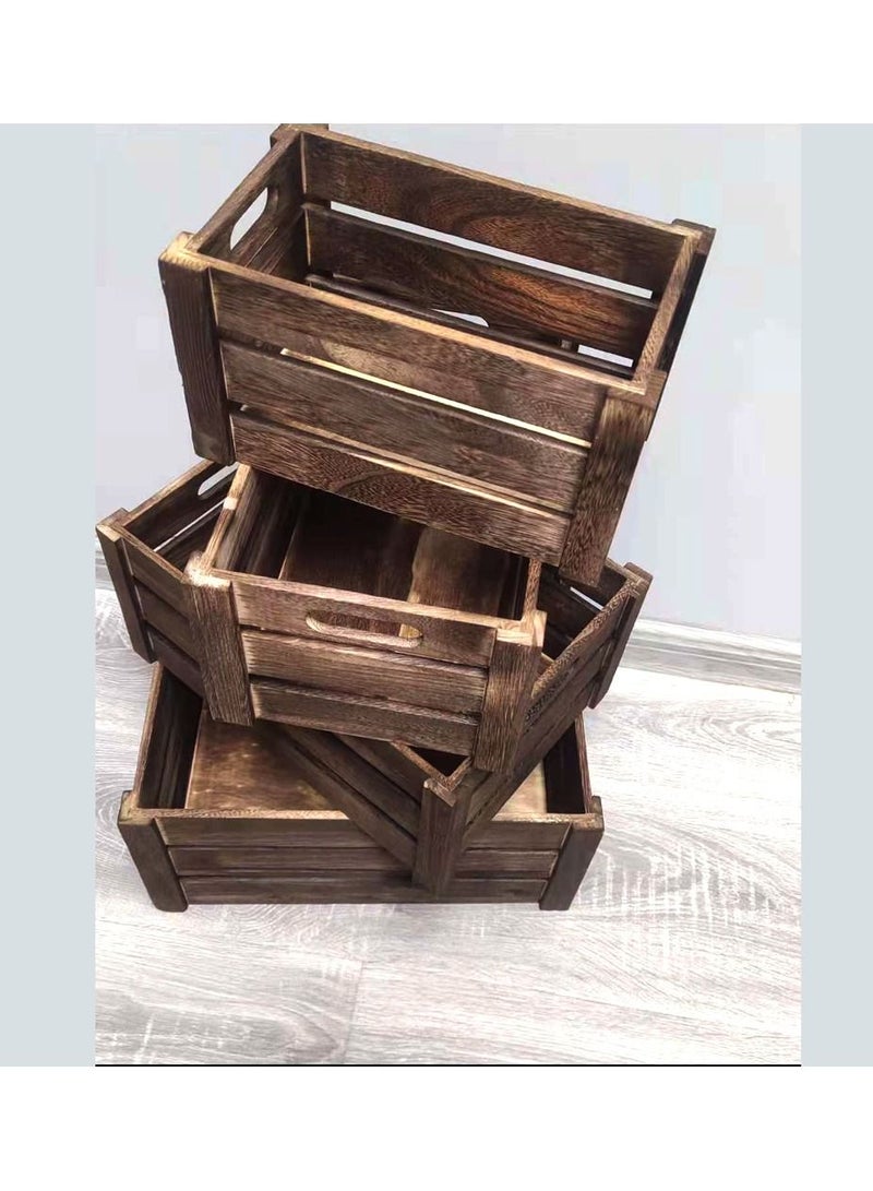 LINGWEI Wooden Storage Box Wooden Crates Brown 41x20x29 - Image 2