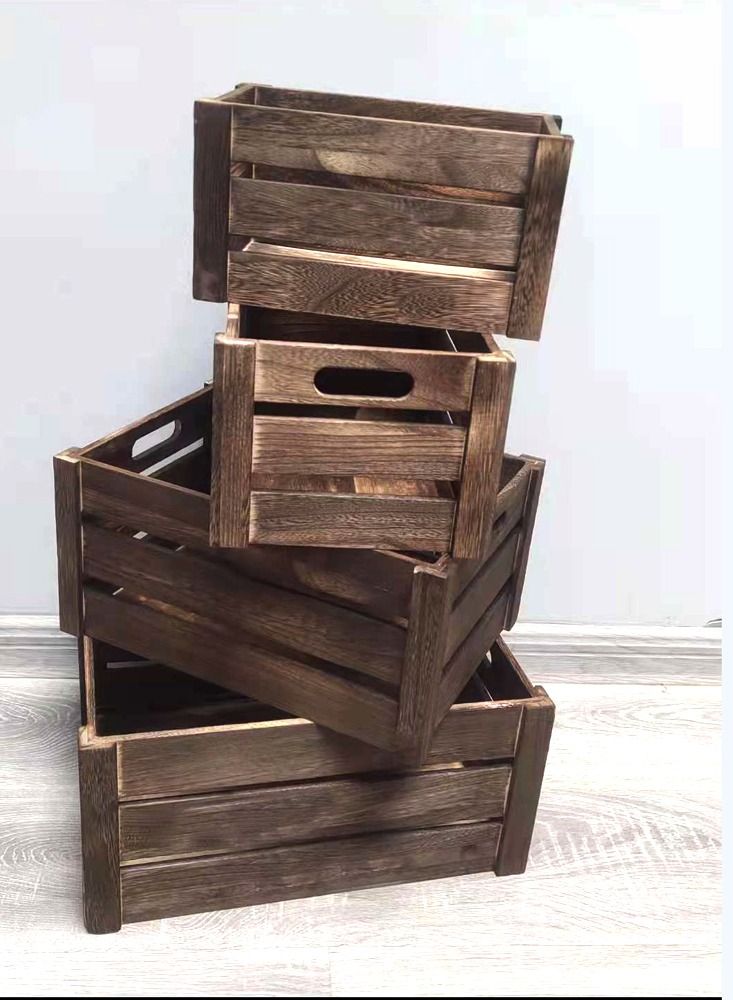 LINGWEI Wooden Storage Box Wooden Crates Brown 41x20x29 - Image 1
