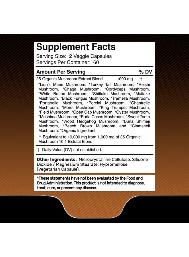 WELLNESS LABSRX Mushroom Supplement Capsules 10:1 Extract, Mushroom Complex Capsules 1000mg, Lions Mane Supplement with Turkey Tail, Cordyceps, Reishi - 120 Count - Image 2