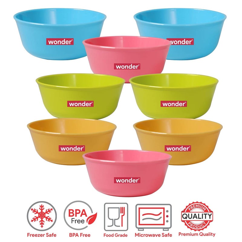 Wonder Sigma 300 Microwave Safe Multipurpose Plastic Bowl Set, 8 pc Bowl 300 ml, Pink Cyan Yellow Green Color, - Image 4