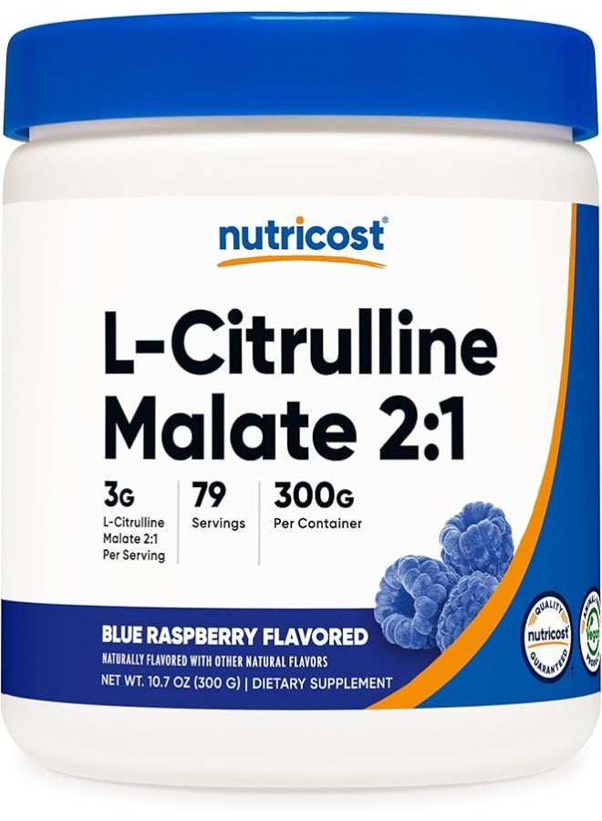 Nutricost, L-Citrulline Malate 2:1, Blue Raspberry, 10.7 oz (300 g) - Image 1