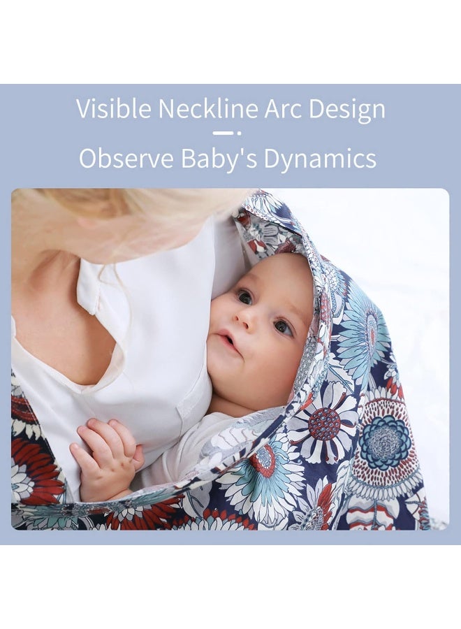 Insular Nursing Cover for Breastfeeding, Infant Feeding Cover Breathable Cotton Privacy Breastfeeding Apron, Blue Dot - Image 2
