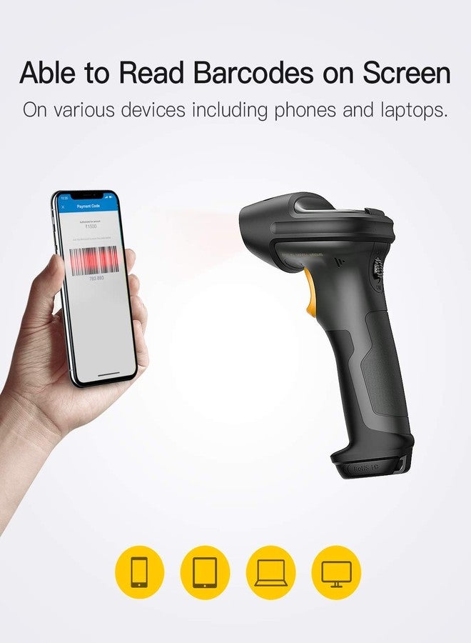 Inateck Super Wireless Barcode Scanner, Transmission Range Up to 330ft, Wireless Adapter and Build-in Bluetooth, Working Time Approx. 30 Days, with Vibrating Function, Pro 7 - Image 5