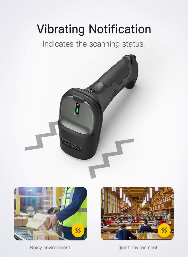 Inateck Super Wireless Barcode Scanner, Transmission Range Up to 330ft, Wireless Adapter and Build-in Bluetooth, Working Time Approx. 30 Days, with Vibrating Function, Pro 7 - Image 4