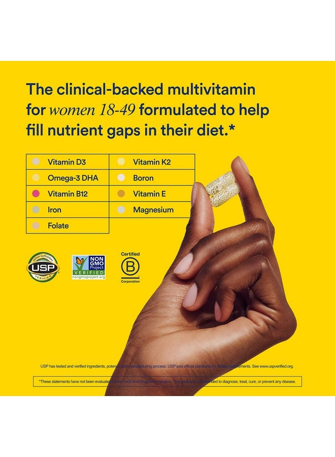 Multivitamin For Women 18+ Clinical Backed Multivitamin With Vitamin D3 For Immune Support* Vegan Omega 3 Dha B12 Iron Gluten Free Non Gmo Usp Verifed 30 Day Supply 60 Capsules