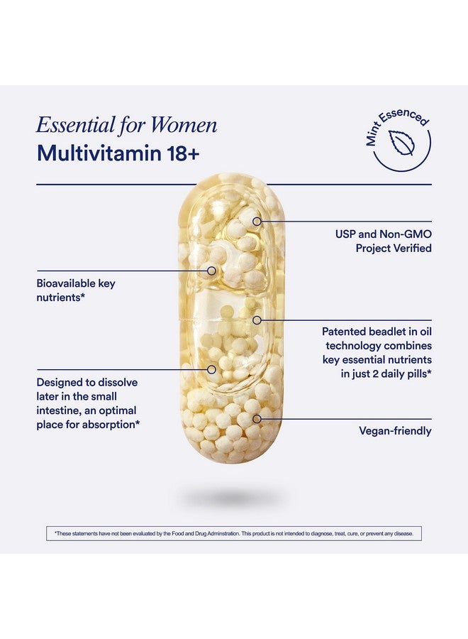 Multivitamin For Women 18+ Clinical Backed Multivitamin With Vitamin D3 For Immune Support* Vegan Omega 3 Dha B12 Iron Gluten Free Non Gmo Usp Verifed 30 Day Supply 60 Capsules