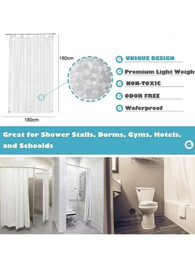 EVA Clear Shower Curtain Liner, 72x72Inch Lightweight Plastic Bathroom Shower Showroom Inner Curtain with Rustproof Metal Grommets and Weighted Magnets (Pebbles, 180X180CM) - Image 2