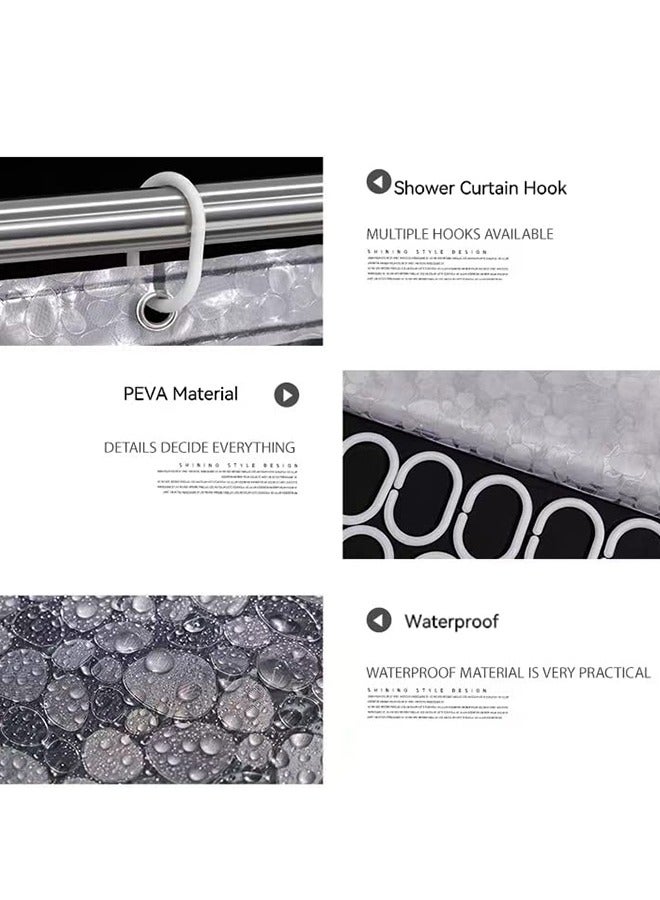 EVA Clear Shower Curtain Liner, 72x72Inch Lightweight Plastic Bathroom Shower Showroom Inner Curtain with Rustproof Metal Grommets and Weighted Magnets (Pebbles, 180X180CM) - Image 3