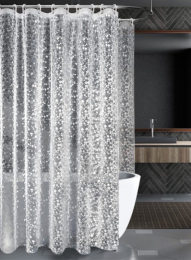 EVA Clear Shower Curtain Liner, 72x72Inch Lightweight Plastic Bathroom Shower Showroom Inner Curtain with Rustproof Metal Grommets and Weighted Magnets (Pebbles, 180X180CM) - Image 1