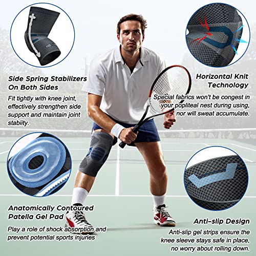 NEENCA Professional Knee Brace for Pain Relief, Medical Knee Compression Sleeve, Knee Support with Horizontal Knit Tech for Meniscus Tear, ACL, Arthritis, Joint Pain, Runner, Workout- FSA/HSA APPROVED - Image 3